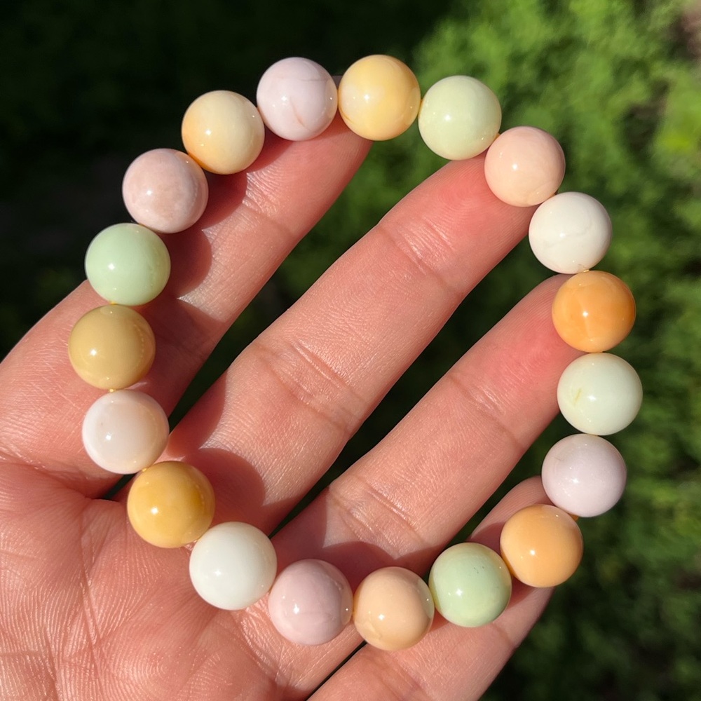 10.5mm stretchable multicolor burma jade bracelet